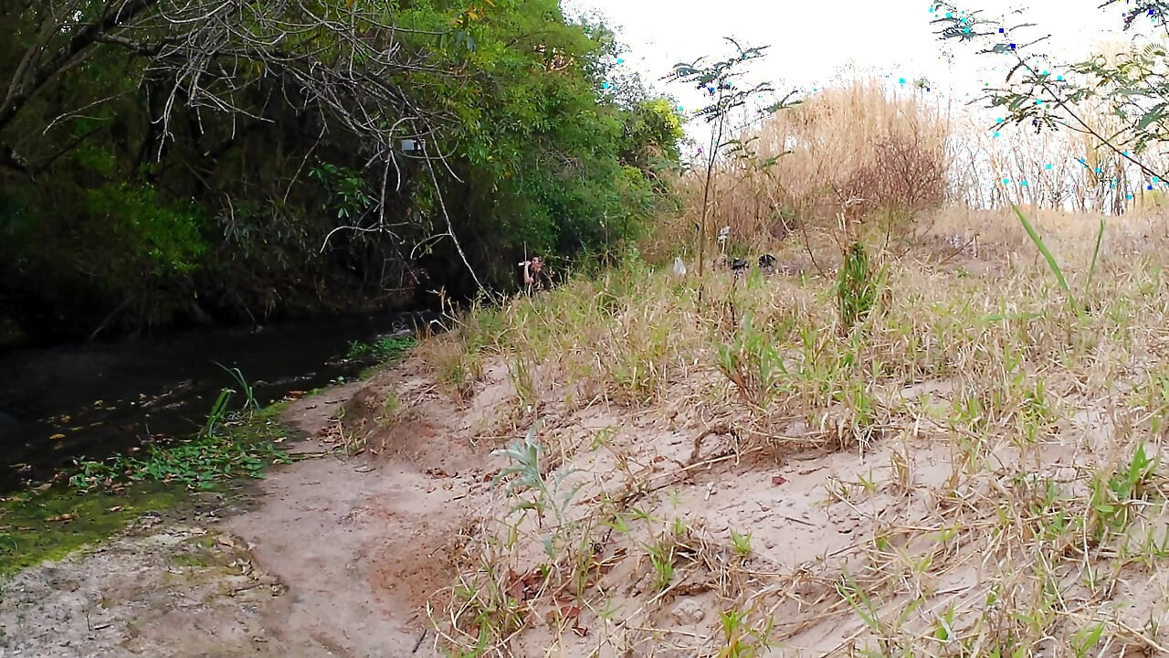 Encounter with a stranger at a waterfall ends in outdoor sex.