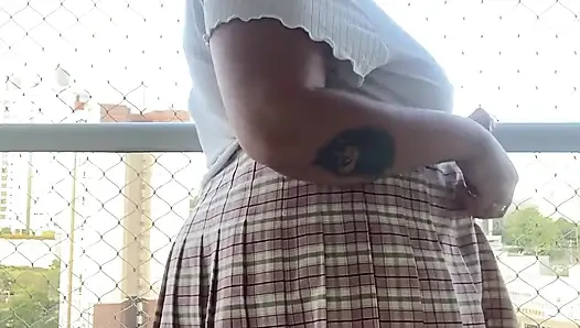 BBW muschispiele im freien auf dem balkon