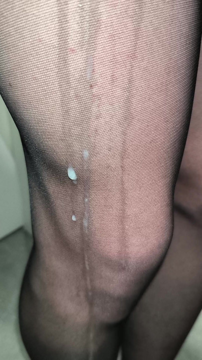 I went into my friend's bathroom, peeked into the washing machine, and found his mommy's sexy black Pantyhose inside and put on