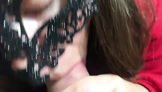 Brunette Sucks a Huge Dick and Swallows Cum