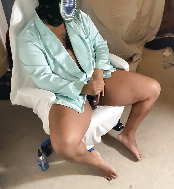 Light Up Masked Man Jerking Out A Moaning Cumshot In Silk Robe With Prostate Toy Inserted