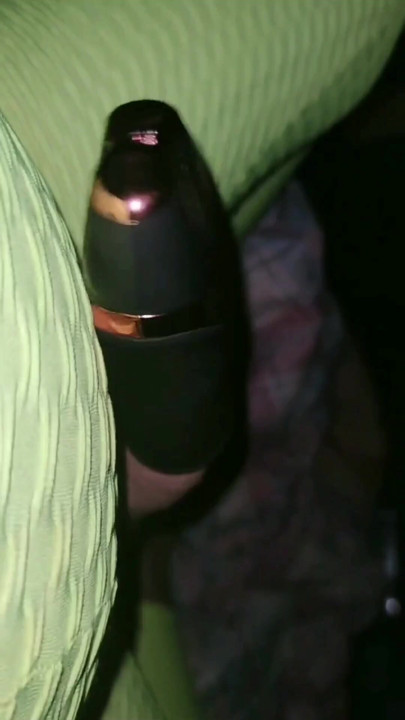 Cum with vibrator toy in leggings pants
