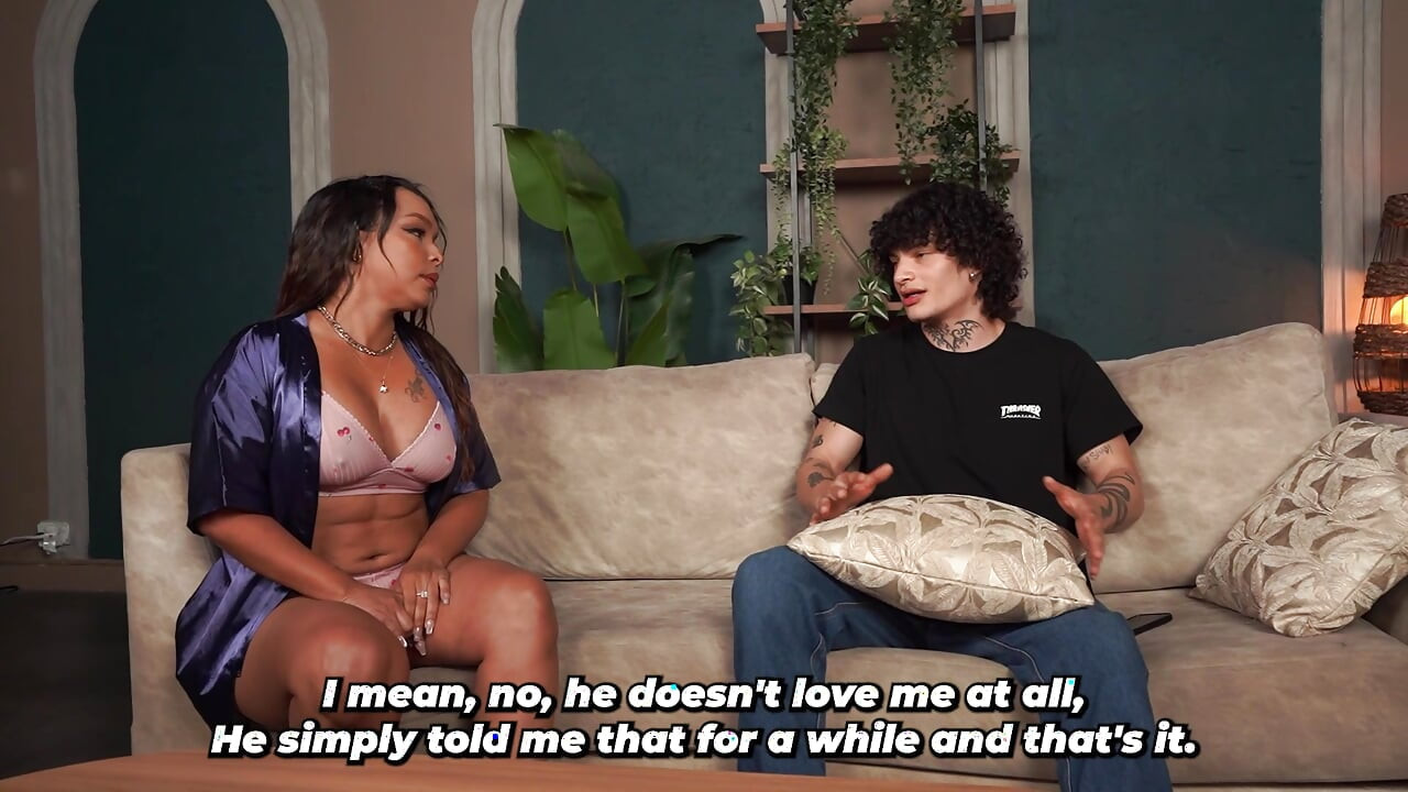 Stepson stops feeling sad thanks to his busty stepmom after she fucks him hard