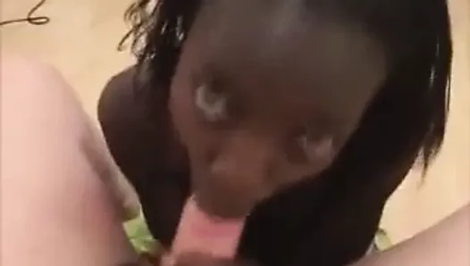 Ebony Cocksucker with cum in mouth and face