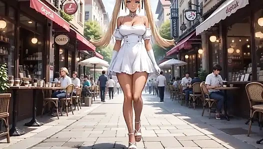 Ein spaziergang mit Rumi - sie spielt mit ihrer muschi, generiert