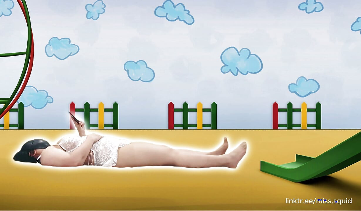 Miss Squid Exercises in White Lingerie