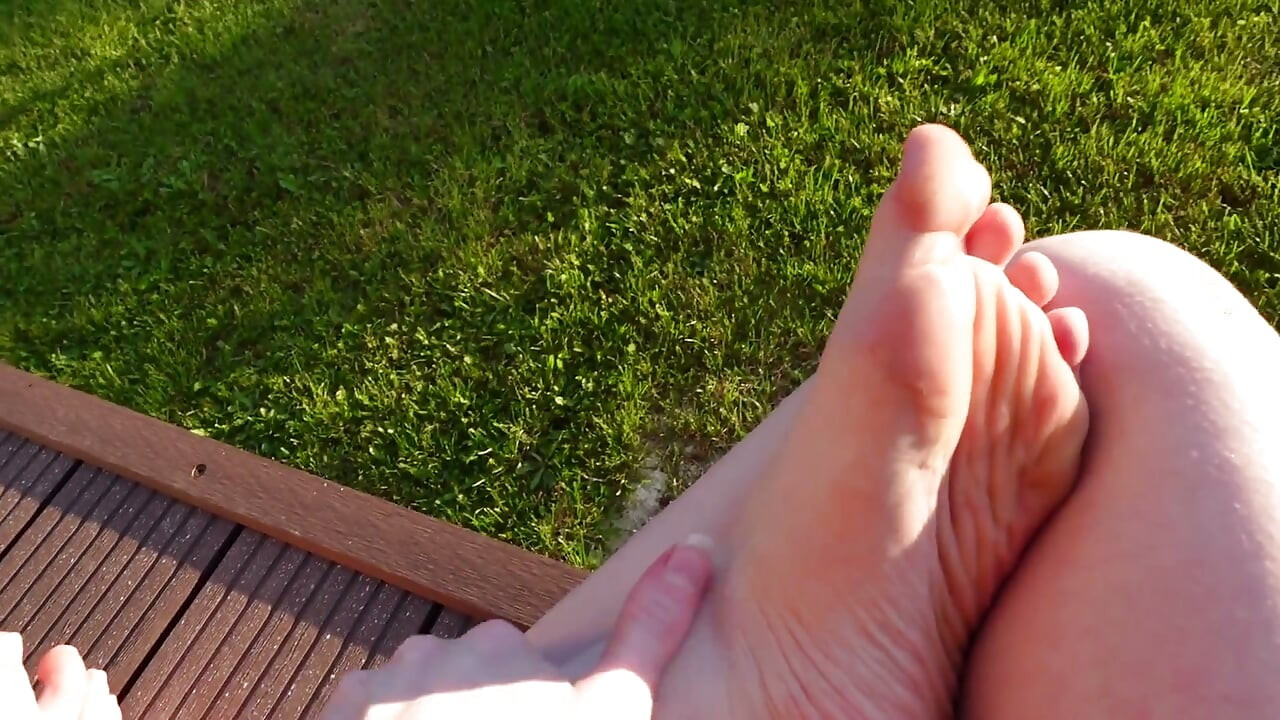 Walking with My Feet on the Grass and Showing Them to You up Close