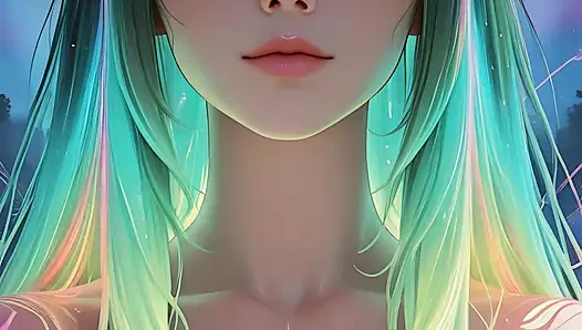 Cosmic Neon Beauty Portrait with Luminous Eyes Dreamlike Fantasy Ai Art Slideshow