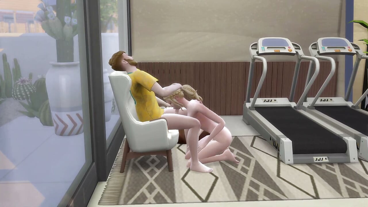 College girl joins the team and gets fucked by the coach in the gym. The Sims