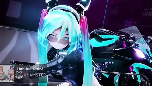 MMD R18 Miku NEON Ninja Cnderella, секс-танец, милфа Ahegao хочет трахнуть жестко дилдо группового босса, 3D хентай