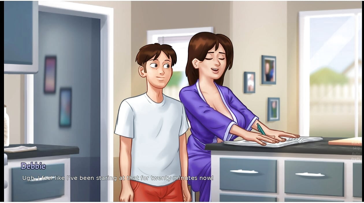 Summertime saga - gameplay - rollenspel - Debbie douche en tepelslip