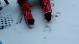 Dgb-f de salto alto vermelho neve