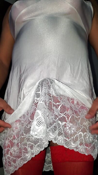 White Shiny Nylon Vintage Slip