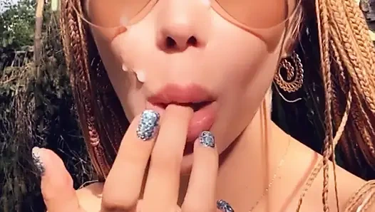 Wild sex outdoors during a walk in the woods