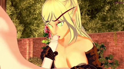 Une elfe mignonne fait 69 et crache du sperme. World of Warcraft, hentai