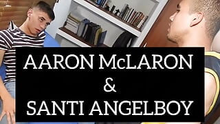 Aaron McLaron fucks bareback with a Latino twink until he cums