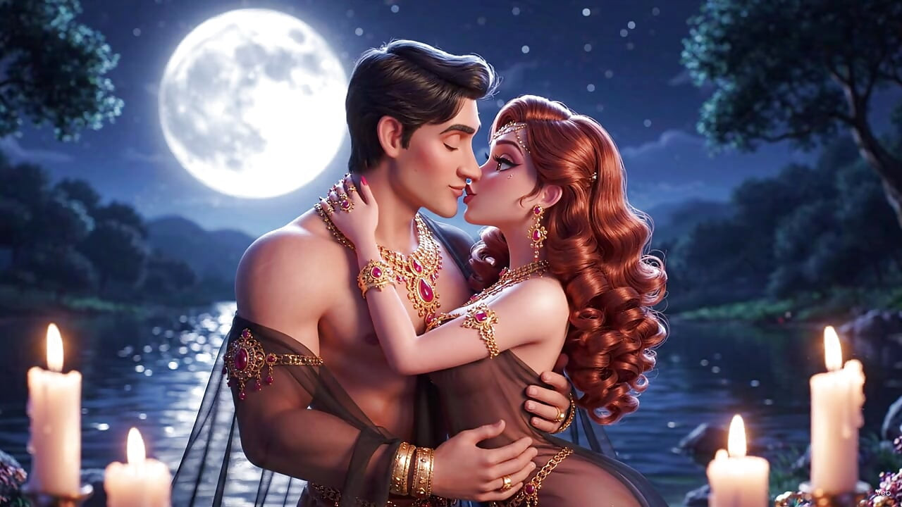 Hot chemistry of desi indian couple in the bedroom - Sexy girl with gold jewelry and muscular guy in full passion