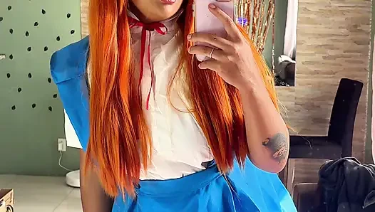 Asuka Cosplay Furz &burp zusammenstellung Plugsuit und uniform mollige ebenholz