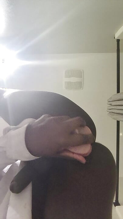 Ebony FemboyCreaming On Thick Dildo