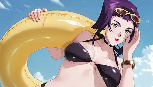 Faye Valentine Sunbathing Turns Into Beach Sex. Faye Valentine Hentai Cosplay