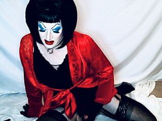 Sissy Sub strokes for men on cam in heavy makeup and slutty lingerie