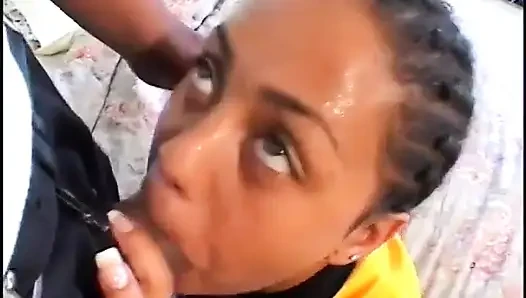 Black cheerleader rides big cock
