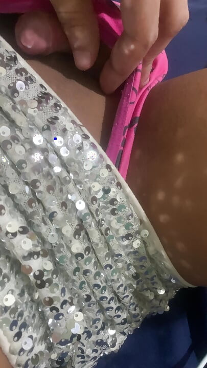 Young transgender girl stroking her panties until his cock is hard
