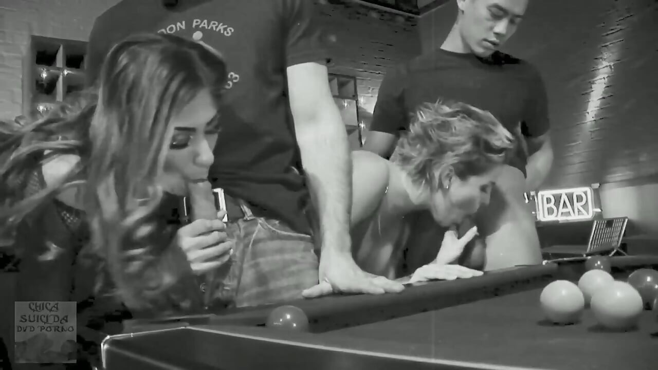Classic Dirty Group Sex in the Billiards
