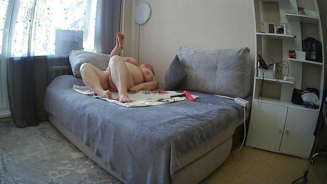 Mother-in-law showed her huge tits, hairy pussy and ass