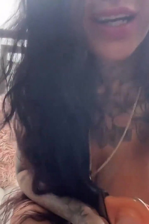 Busty Tattooed MILF Extreme Squirt on Morning Main Street Balcony