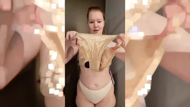 Try on - Golden Swimsuit in the Fitting Room