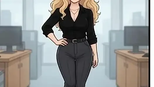 Spicy Cassandra has fun inside office