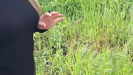 Beautiful big ass Latina in sexy dress walks through the woods when she is surprised by a neighbor!