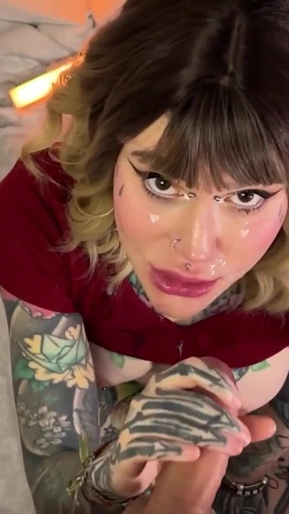 In the eye again? Gorgeous amateur blowjob with deepthroat and split tongue | Clip 3
