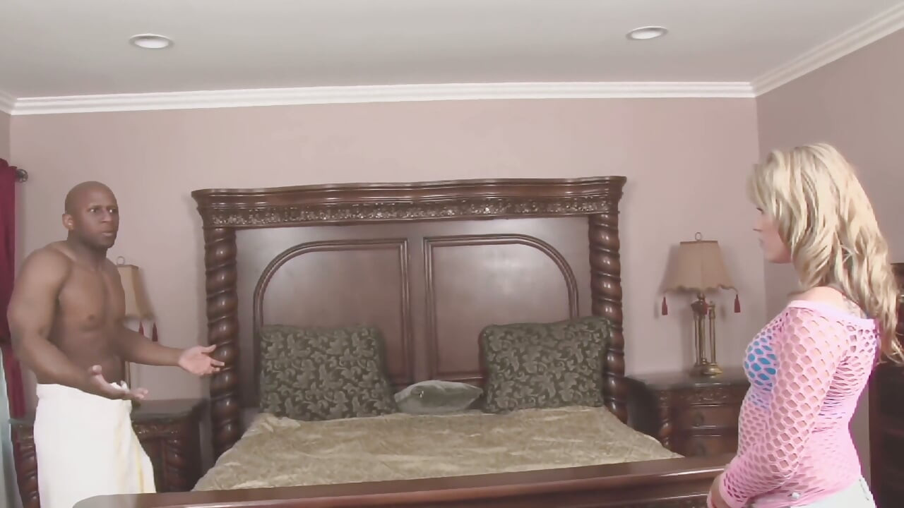 Fishnet Top and Blue Sneakers - Blonde Takes a Bald Guy's BBC in Bed