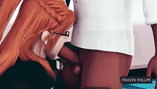 Büyük memeli kızıl saçlı sekreterle saatler süren cezadan sonra ofiste baştan çıkarma