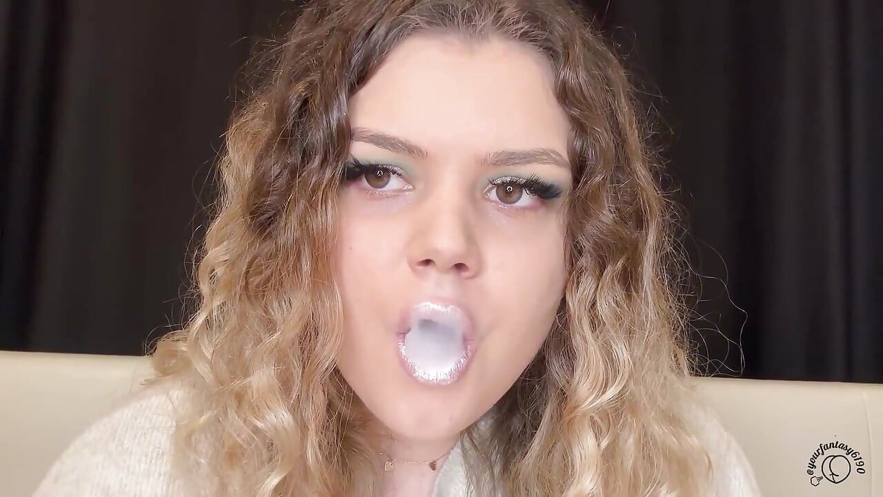 Pink Lips Smoking with Curly Hair