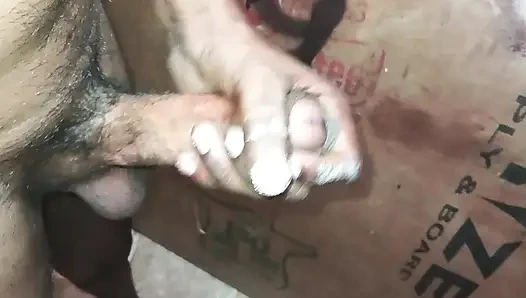 Indian boy playing handjob indoor