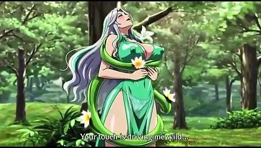 Fantasi hutan vines meremas dan pinggulnya yang besar