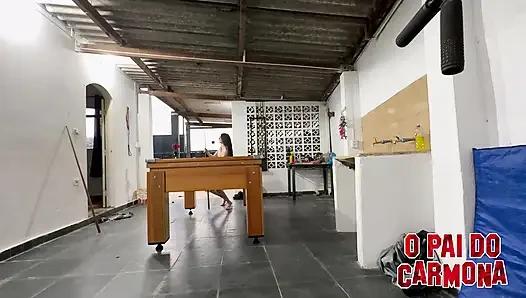 playing billiards leaving Bad Melli naked
