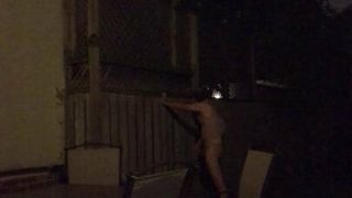 Crossdresser outside in the backyard clip 2 of 3