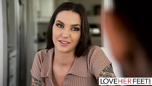 Tattooed Brunette Alex Jones Banged Hard After Worshipping