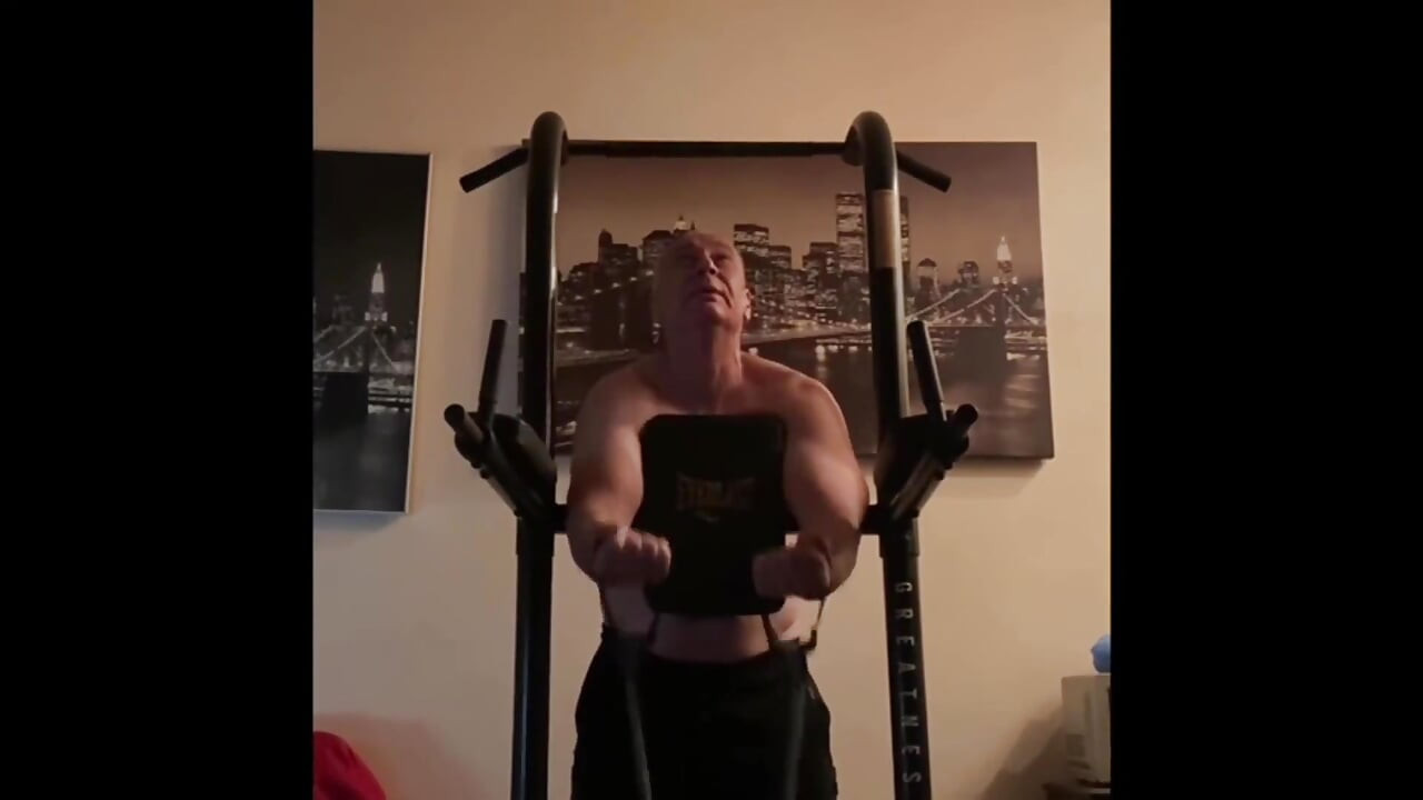 Fit Old Man Masturbating After Workout