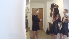 Вуайеристская вечеринка дома, супер сексуальные кожаные платья и нижнее белье