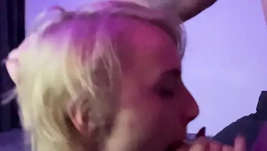 Skinny girl sucks dick greedily