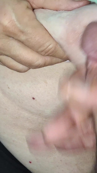 Jerking off and playing with my neighbors' saggy old tits | Clip 1
