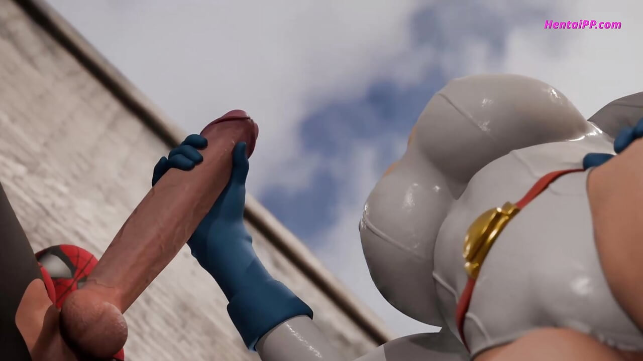 Power Girl Bent Over, Spider-Man Behind - A Crossover for the Ages