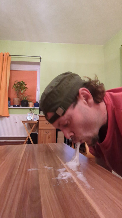 Throwing huge saliva bubbles | Clip 1