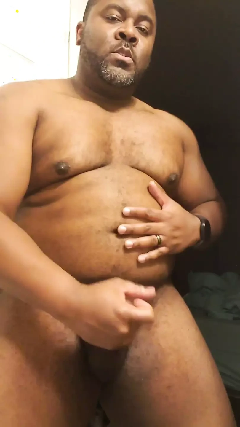 Rubbing My Big Belly as I Stroke My Black Cock: American Gay Porn by  FapHouse