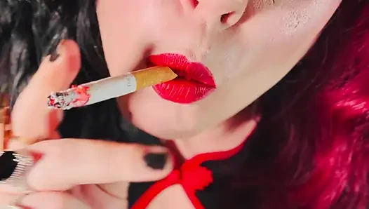 Miss Tina Snua Would Love To Smoke With You - Smoking A Cork cigarette With Match Light Up